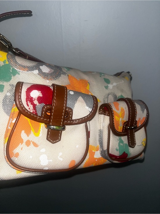Dooney & Bourke Handbags - Dooney & Bourke Multicolor Floral Canvas Shoulder Bag with Brown Trim